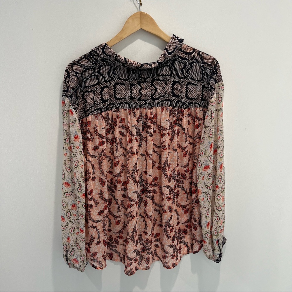 Free People Floral Patchwork Patterned Sheer Blou… - image 2